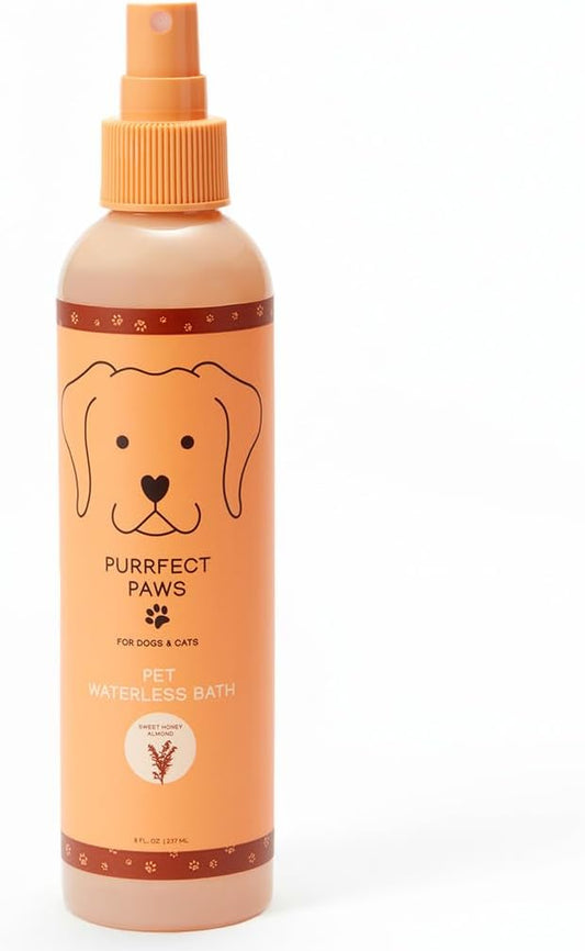 Waterless Pet Shampoo for Dogs & Cats – Dry Shampoo for Sensitive, Itchy Skin – Vegan, Cruelty-Free, Sulfate & Paraben Free – Sweet Honey Almond Scent – Made in USA by Purrfect Paws