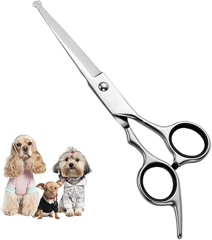 Chibuy Professional Dog Grooming Scissors Straight Cut with Safety Round Tips, 4CR Stainless Steel & Titanium Coated for Precise Cutting, for Professional Groomers & Home Use, for Dogs & Cats
