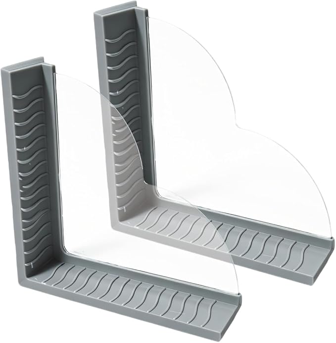 Shower Splash Guard for Bathtub, Silicone Splash Guards Kit with Strong Suction Cups, Bathroom Shower Corner Water Guard to Keep Water for Walk in Shower, 2-Pack(10 x 9.84 Inch), Gray