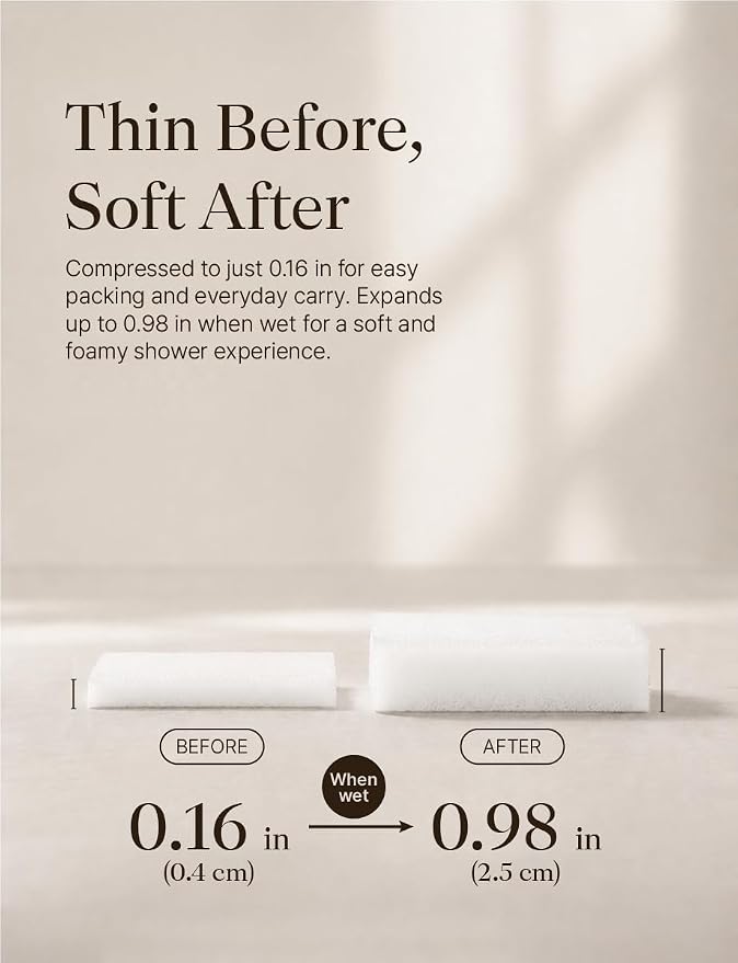 Disposable Shower Sponges 12 Pack, Individually Wrapped Bath Sponge, Just Add Water for Quick Clean, Daily Use, Travel