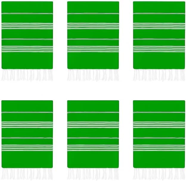 HAVLULAND Turkish Beach Towels, Set of 12, Oversized 72"x40" - Green | Soft Hammam Peshtemal, Sand Free, Quick-Dry, Absorbent Bath Towel | Lightweight & Compact for Travel, Pool, Gym, Spa