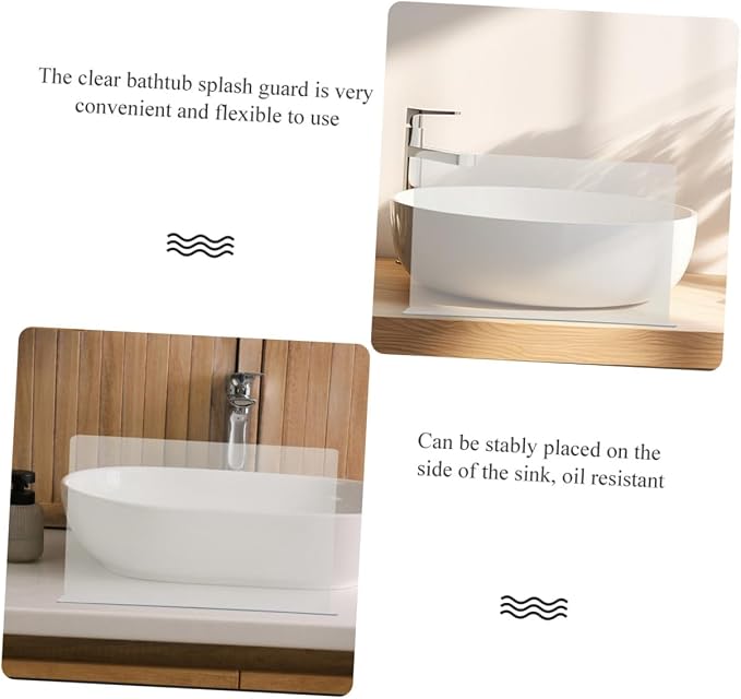 Bathtub Splash Guard Shower Water Guard PVC Shower Splashing for Bathtub 15.74 X 4.72 X 1.57 in Splashproof Baffle Easy Install for Sink Bathroom Kitchen