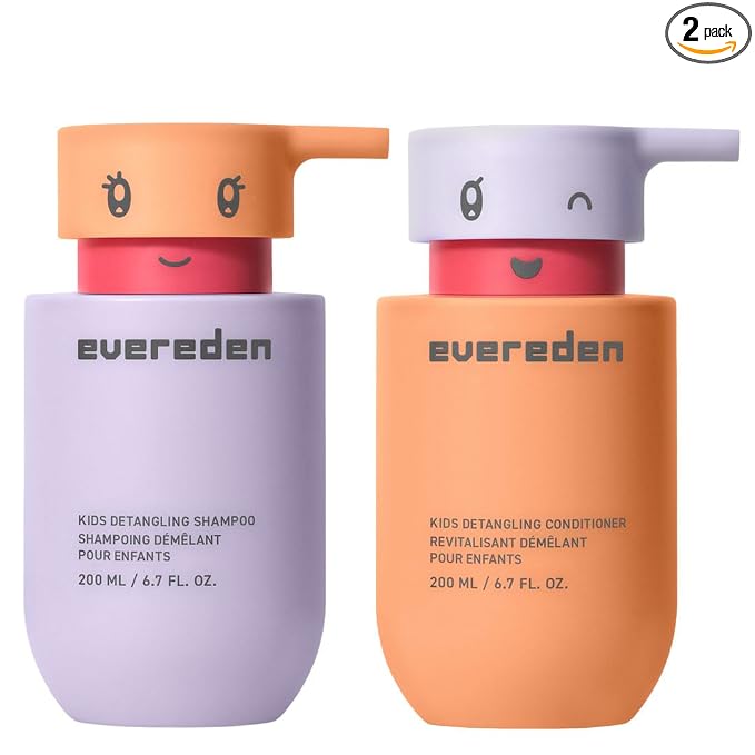 Evereden Kids Detangling Shampoo & Conditioner Set, Ages 3+ | Dermatologist-Tested, Gentle, No Silicones | With Plant Protein Peptides & Argan Oil | Vegan Children's Haircare, Sulfate & Paraben-Free
