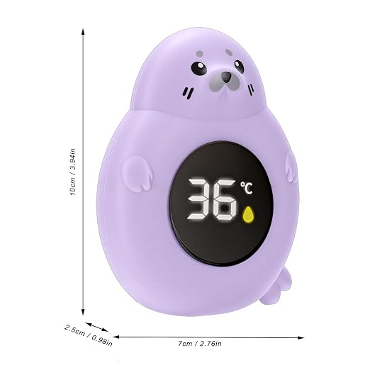 TARSHYRY Baby Bath Thermometer Cartoon Seal LED Digital Water Temperature Thermometer Toy for Infant Toddler Bathtub Swimming Pool (Purple)
