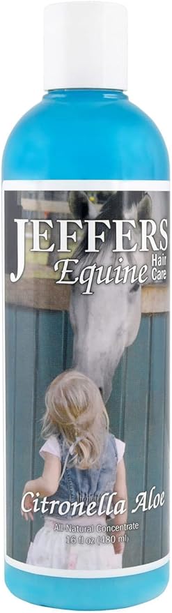 Jeffers Equine Citronella Aloe Horse Shampoo, 16 oz - Concentrated Deodorizing Horse Wash for Grooming, Coconut Shampoo Base Formula with Aloe Vera & Citronella Oil for Mane, Tail & Body Cleaning