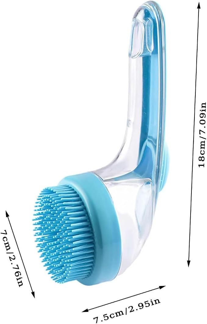1PCS Pet Bath Brush with Soap Dispenser New 2 in 1 Shampoo Brush for Dogs Bath Dog Soap Brush Bathing Dog Grooming Massage Brushes for Long Short Haired Dogs Cats Pet Shower (Blue)