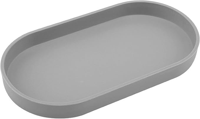 Gray Small Tray (10 inch), Oval Tray, Countertop Organizer | Small Serving Tray for Seasoning, Salt and Pepper, Soap, Kitchen Counter, Bathroom Vanity Items, Bar, Coffee Accessory