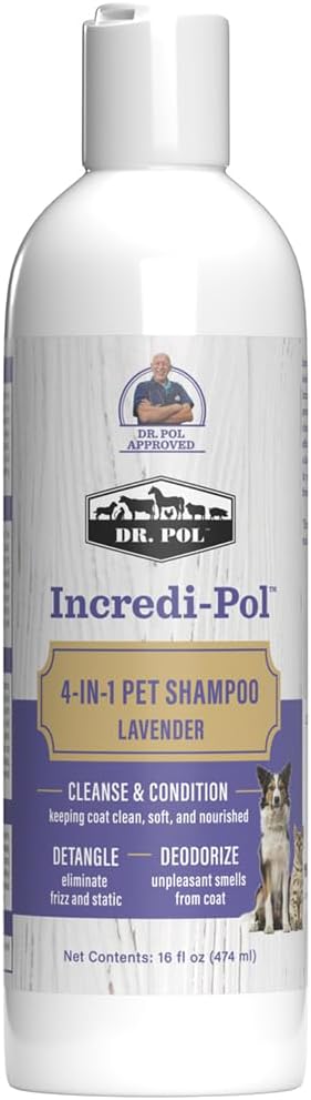 Dr. Pol Incredi-Pol 4-in-1 Pet Shampoo | Cleanse, Condition, Detangle & Deodorize | Luxurious Grooming for a Soft, Silky Coat | Lavender | 16 oz