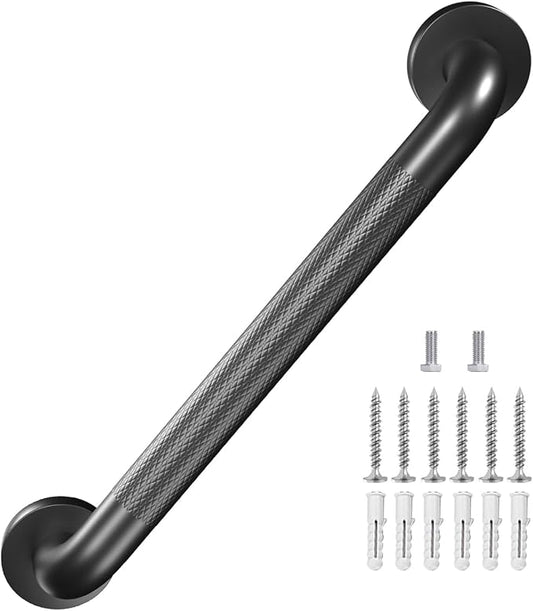 Metal Industrial Stairs Grab Wall Handrail Staircase Steps Indoor Exterior Outdoor Deck Hand Rail Safety Grab Bar Handle for Stairs Bars Wall Elderly Grab Frame Pipe (12 Inch 1 Pack Anti-Slip)