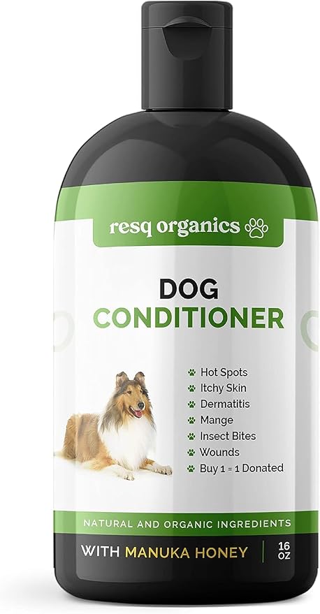 Hypoallergenic Dog Coat Conditioner- Detangles & Softens Fur, Calms Itching & Dryness, Organic Aloe Vera & Manuka Honey Soothes The Skin, Reduces Dandruff, Shedding, Scratching and More.