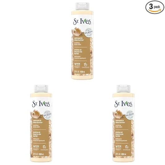 St. Ives Oatmeal & Shea Butter Body Wash | Moisturizing Body Wash for Sensitive and Dry Skin | 22 Fl. Oz. (Pack of 3)