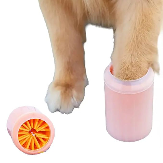 Dog Paw Cleaner for Dogs Large/Petite Paw Washer Easy to Use & Clean Portable Dog Paw Cleaner Cup Dog Foot Washer with Silicone Washers (S, Orange)