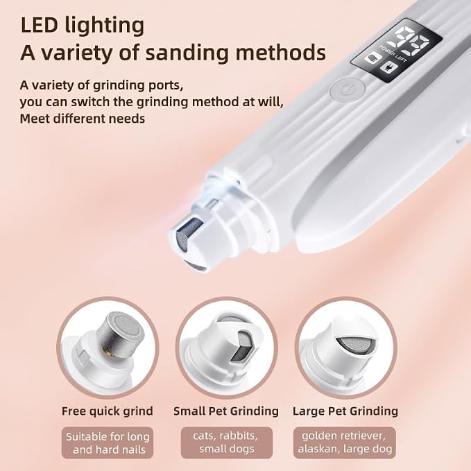 TMoMT Quiet Dog Nail Grinder with LED Light, 2-in-1 Electric Pet Nail Clipper and Trimmer File, Low Noise Painless Paws Grooming Tool for Small to Medium Dogs and Cats | Super silent, low vibration trimmer for kittens & indoor cats. Professional gentle...