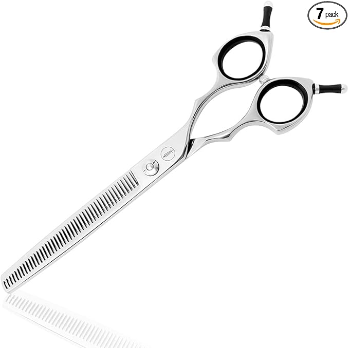 HASHIMOTO Thinning Shears for Dogs, 7.0 inch, 30% Thinning Rate. | Dog Blending Shears, 45 Teeth, Lightweight, Sharp, 440C Stainless Steel