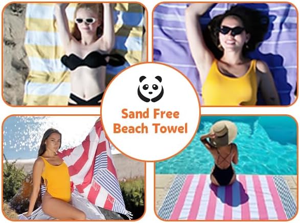 HAVLULAND Set of 6 Turkish Cotton Beach Towels, 71x39, Multi-Color, Quick-Dry, Absorbent, Lightweight, Sand-Free, Ideal for Beach, Pool, Gym, Yoga, Travel, Camping, Picnic | Sand Free, Quick-Dry, Absorbent Bath Towel | Lightweight & Compact for Travel,...