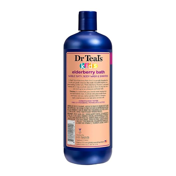 Dr Teal's Kids 3-in-1 Elderberry Bath: Bubble Bath, Body Wash & Shampoo, 20 fl oz