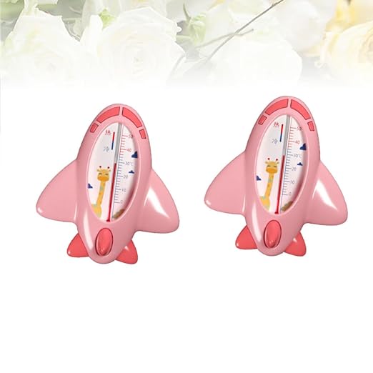 Milisten 2pcs Bath Thermometer and Bathing Water Temperature Gauge, Pink Waterproof Floating Bath Temp for Safe Bathing