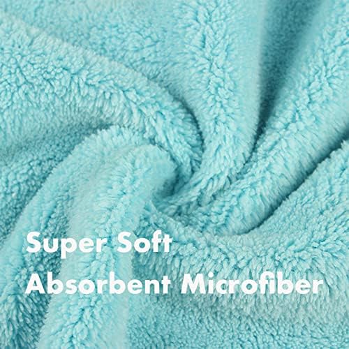 Pawyee Super Soft Fast-Drying Dog Towel Set for Cold Weather, Beach, Pool - Adjustable Microfiber Bath Robe with Drying Gloves for Cats and Dogs (L, Blue Dino)