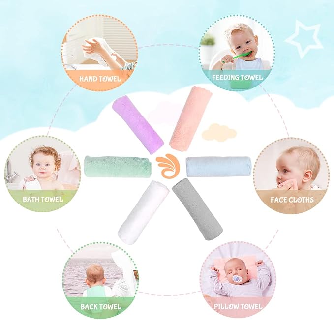 Orighty Baby Washcloths 50-Pack, Microfiber Coral Fleece Baby Face Towels, Soft and Absorbent Wash Cloths for Newborns, Infants and Toddlers, Gentle on Delicate Skin for Face Hands and Body, 7x9 Inch