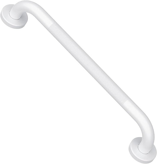 Anti-Slip White Grab Bar 20 Inch, iMomwee Bathroom Safety Bar w/Knurled Grip, Stainless Steel Balance Support Handrail, Textured Shower Handle for Elderly Seniors Handicap Disabled