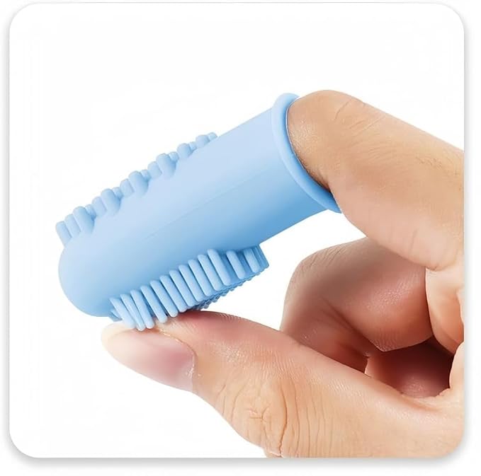 Dog Bath Brush with Shampoo Dispenser - Silicone Dog Shampoo Brush Scrubber for Bathing, Shedding & Massage for Dogs & Cats and 6 Finger Toothbrush For Dogs