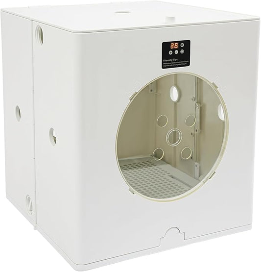 Foldable Pet Dryer Box, 88L Large Capacity Quiet Automatic Pet Hair Dryer with Adjustable Temperature Timer, 360° Warm Air Drying Cage with View Window for Home Pet Grooming, White