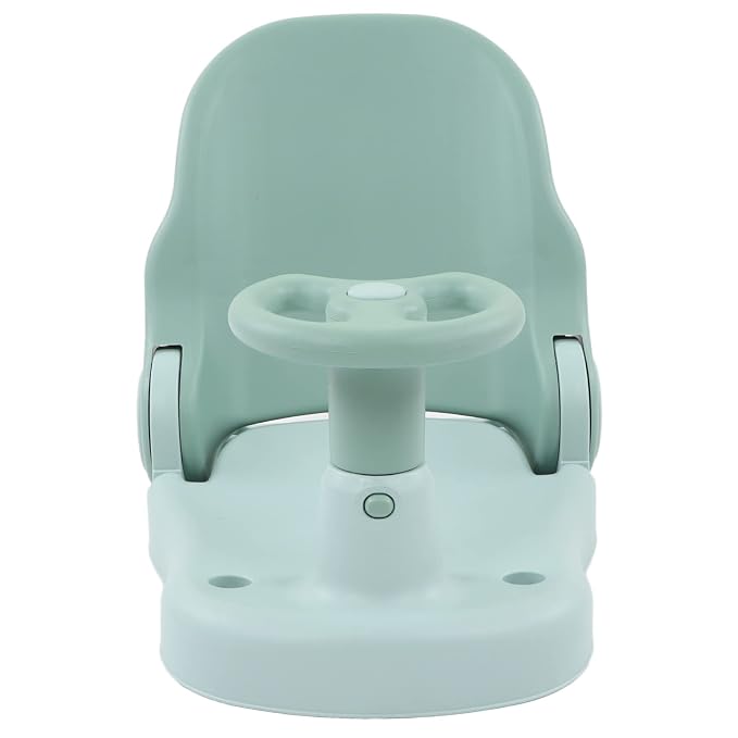 Matybobe Baby Bath Seat Baby Bath Chair Infant Bathtub Seat Slip Safety Shower Chair Adjustable Suction Cups Small Car Shape Steering Wheel Armrest for Infant Toddl (Green)