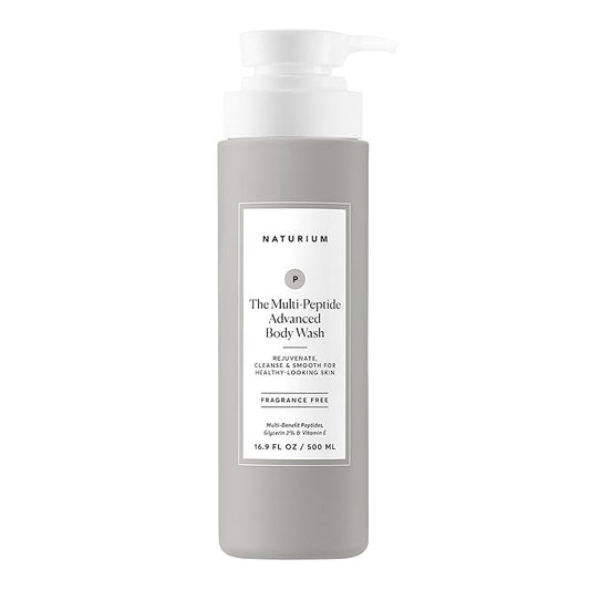 Naturium Multi-Peptide Advanced Body Wash, Rejuvenate, Cleanse & Smooth, with Rice Amino Acids & Vitamin E, 500 mL / 16.9 fl oz
