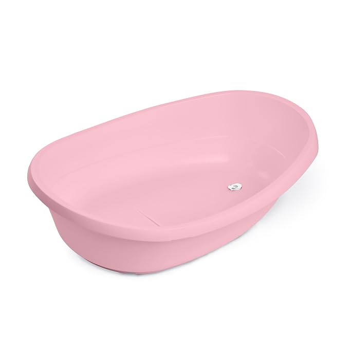 Ingenuity Room to Soak 4-in-1 Baby Bath Tub in Pink, Newborn to Toddler, Adjustable Full Coverage Sling, Supportive Seat, Includes 2 Pour & Rinse Cups, Easy Release Drain Plug, 0M+