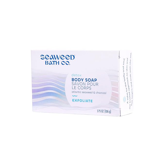 Seaweed Bath Co. Exfoliate Detox Body Soap, 3.75 Ounce, Sustainably Harvested Seaweed, Charcoal (Packaging May Vary)