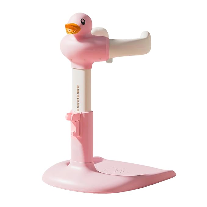 Baby Shower Stand with Anti-Slip Base, Adjustable Height Baby Shower Standing Support, Portable Toddler Bath Stand for Infants 6-36 Months, Toddler Stands up Shower (Pink)