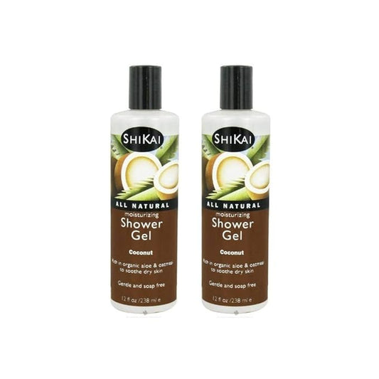 ShiKai Daily Moisturizing Shower Gel (Coconut, 12oz, Pack of 2) | Gentle Formula | Aloe Vera & Oatmeal for Soft, Healthy Skin | Dry Skin Relief