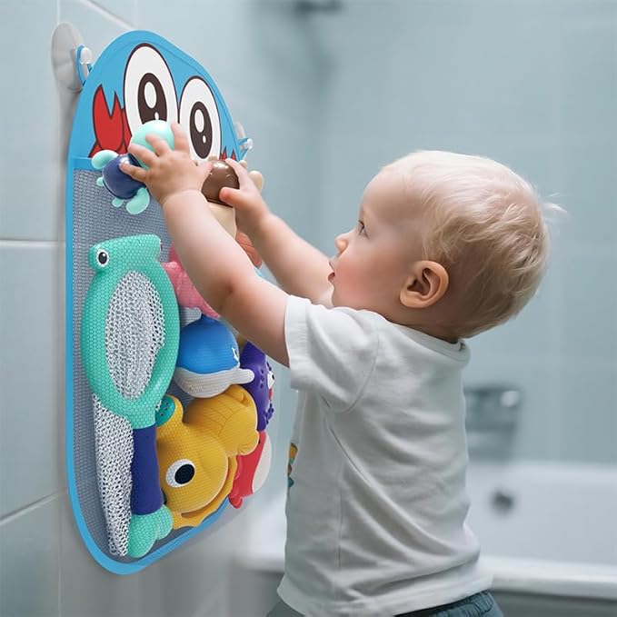 Bath Toy for Toddlers 6-12-18 Months, No-Hole Bathtub Toys with Baby Bath Animals, Wind-Up Turtles, Fishing Net & Storage Bag, Floating Toys for Toddlers 1-3 Year Old Boys Girls (11 Pack)