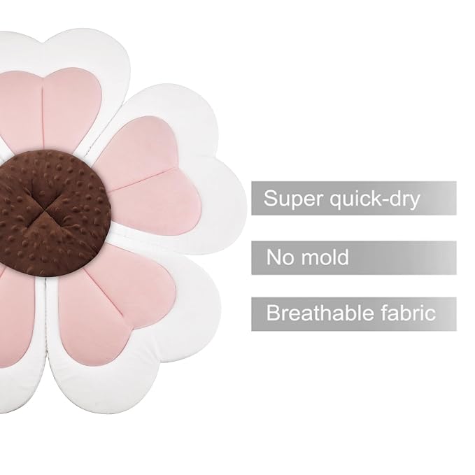 PandaEar Baby Bath Pad for Infant Newborn, Bath Baby Bath Seat to Toddler 0 to 6 Months and Up Soft Flower Petals for Sink Bathtub Essentials Shower Gift (Pink Heart)