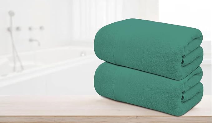 100% Cotton Luxury Bath Sheets - Pack of 2 (35" x 70") | Super Soft, Quick-Dry & Highly Absorbent Towels for Bathroom, Home, Spa & Gym (Dusty Green)