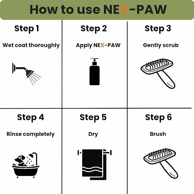 NEX-PAW 5-in-1 Dog Shampoo & Conditioner – Deodorizing, Cleaning, Moisturizing & Detangling Pet Wash for Dogs & Puppies – Gentle Formula – 16 oz