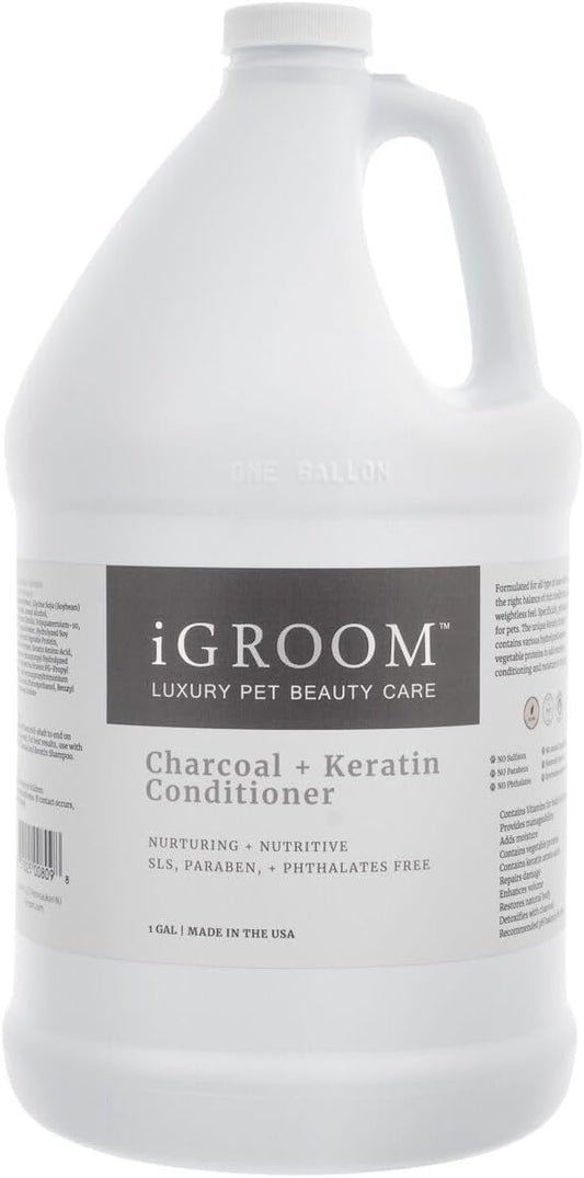 iGroom Charcoal Keratin Dog Conditioner, Luxury Pet Beauty Care, Repairs Enhances Adds Moisture, Made in USA, Summer Fig, 1gal