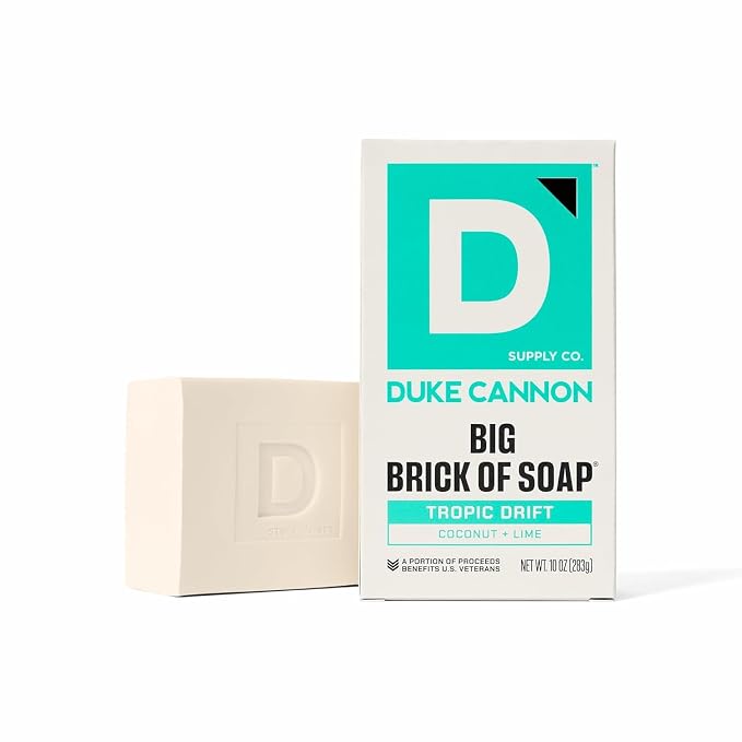 Duke Cannon Supply Co. Tropic Drift Big Brick of Soap for Men - 10 oz - Coconut + Lime Scent - Triple-Milled Men's Bar Soap - Deep-Cleansing Bath Bar