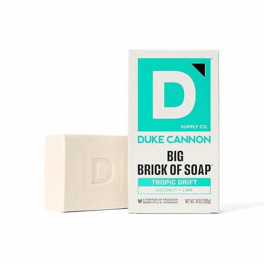 Duke Cannon Supply Co. Tropic Drift Big Brick of Soap for Men - 10 oz - Coconut + Lime Scent - Triple-Milled Men's Bar Soap - Deep-Cleansing Bath Bar