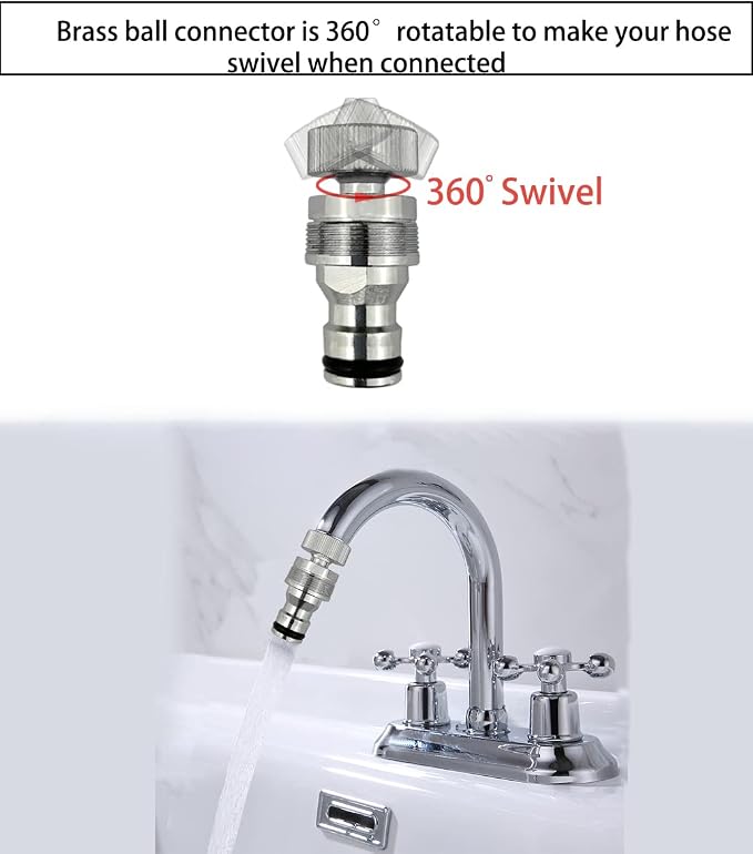 G-Sunny Quick-Connect Sink Faucet Sprayer Kit, Sink Hose Sprayer Accessories, Detachable Metal Adapter With Hand Shower,Hair Washing,Pet Cleaning,for Bathroom/Kitchen (Quick Connect Sprayer)