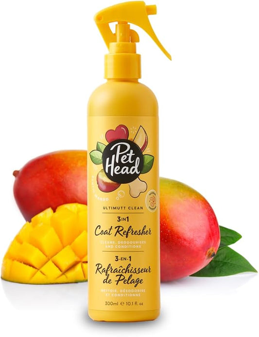 Pet Head Ultimutt Clean 3-in-1 Dog Coat Refresher | Mango Scent | Cleanses, Deodorizes and Conditions | Odour-Eliminating | No Rinsing Required | Dog Spray for Smelly Dogs and Puppies | 10.1 fl. oz.