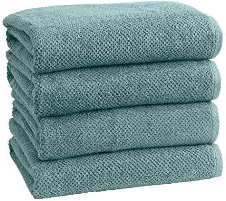 Great Bay Home 100% Cotton 4 Pack 54x27 Bath Towel Set - Absorbent, Quick-Drying, Durable Towels for Bathroom Decor - Low-Twist, Two-Ply Fibers (Mineral Blue)