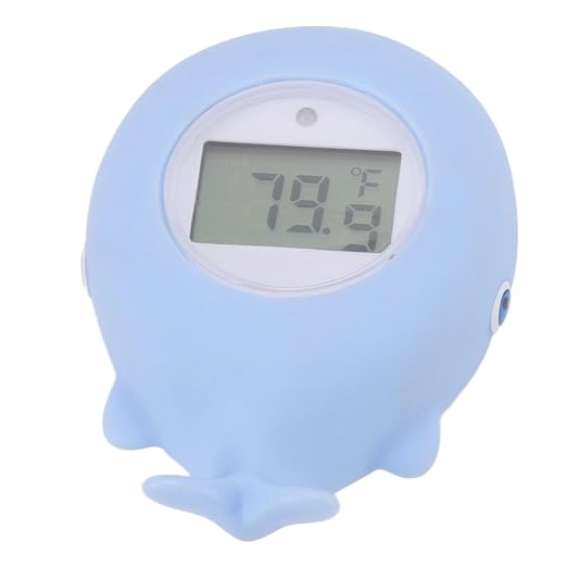 Baby Bath Thermometer, Durable ABS Digital Display Silent Alarm Whale Floating Digital Thermometer for Newborns Toddlers Parents Safe Bath Time