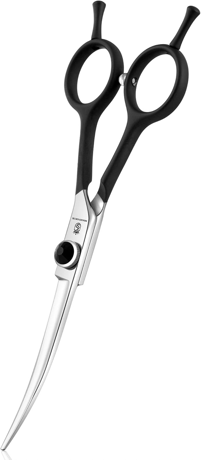 Dragon Creek 6" Upward Curved Dog Grooming Scissors Shears for Grooming Face and Paws Safety Shears Trimming Cutting Scissors for Dog Cat Pet Christmas Thanksgiving Gift Black