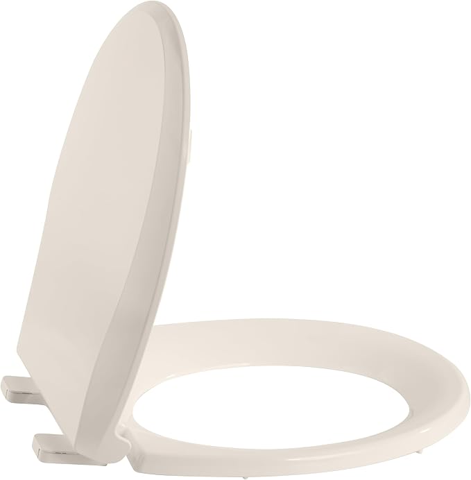 Toilet Seat Round Toilet Seat Cover Almond Color Soft Close PP Toilet Seat for Bathroom, Easy Installation and Comfortable Fit