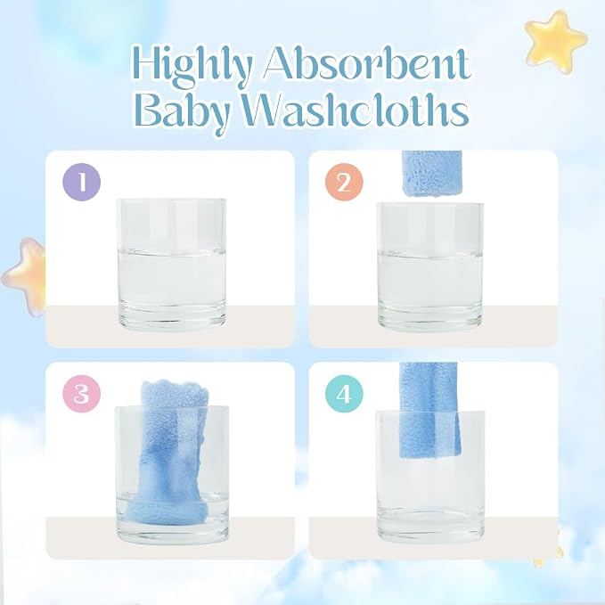 UNIMADE Baby Washcloths, 20 Pack Microfiber Coral Fleece Wash Cloths, Extra Absorbent Baby Towels for Newborns, Infants and Toddlers, Gentle on Sensitive Skin for Face and Body - 7" × 9", Blue&Grey