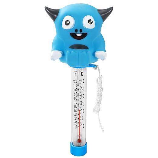 Pool Thermometer Floating, Water Temperature Thermometer with String, Large Size Easy Read & Shatter Resistant Pool Accessories for Ice Bath & Hot Tub, Outdoor & Indoor Swimming Pool, Spas(Monster)