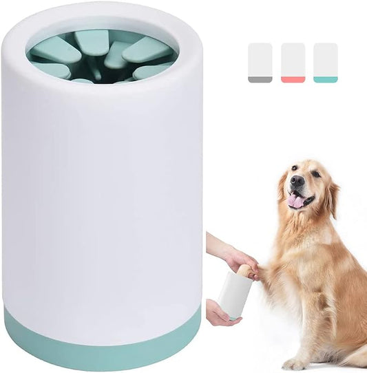 Dog Paw Cleaner, Portable Pet Paw Cleaner,Dog Foot Washer Massager, Comfortable Silicone Pet Cleaning Brush Cup with Towel for Dogs Cats Massage Grooming Dirty Claws (S, Green)
