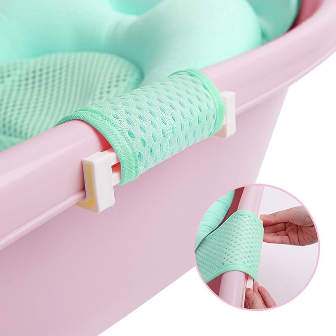Baby Bath Seat Support Net Soft Infant Bathing Seat Support Mat Suspension Shower Pad Adjustable Non-Slip Newborn Bathtub Sling Mat Baby Sink Bather Tub Shower Net Bathtub Sit Up Mesh 0-6 Month