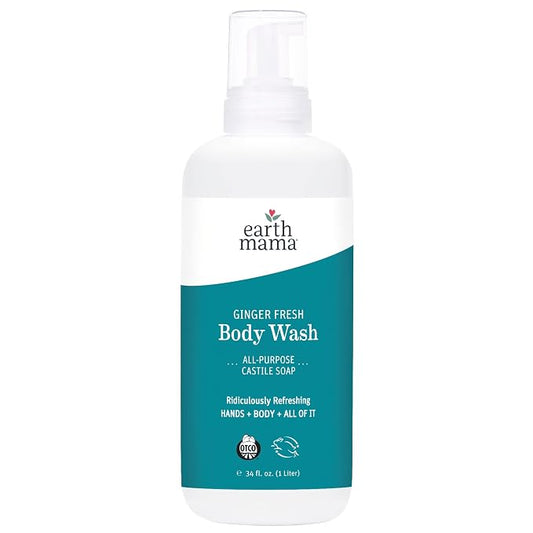 Earth Mama Ginger Fresh Hand & Body Wash - Foaming Hand Soap Refill - 34 fl oz - Made with Organic Herbs and Oils
